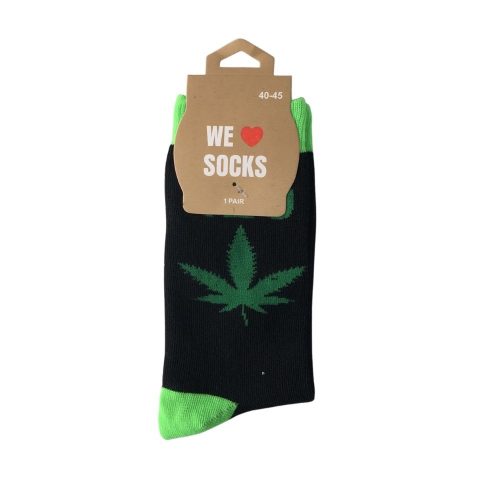Sok 85 M Long Socks Size 40/45 Black 420 Neon Green Leaf