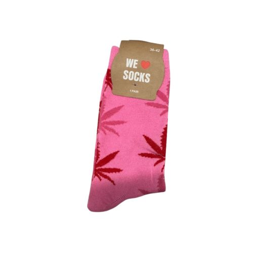Sok 14 W Sokken Lang Maat 36/42 Roze met Mix Blad