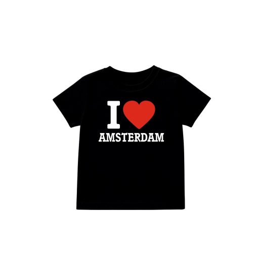 T Shirt I Love Amsterdam Zwart Kind