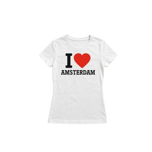 T Shirt I Love Amsterdam Wit ( Ladies)