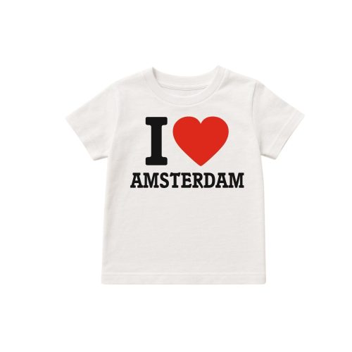 T Shirt I Love Amsterdam Wit Kind