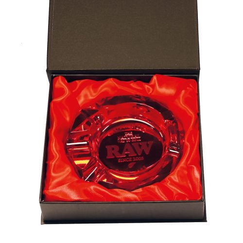 Raw Glass Ashtray Ruby with Giftbox