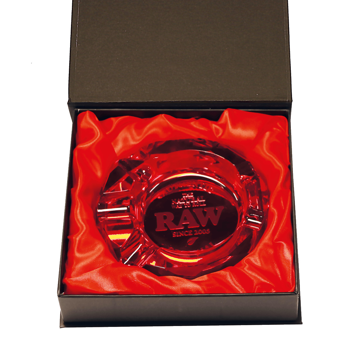 Raw Glass Ashtray Ruby with Giftbox