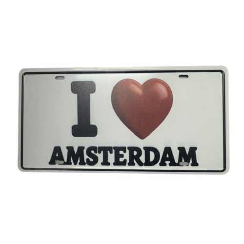 License Plate 52 I love Amsterdam Wit