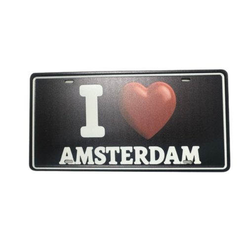 License Plate 51  I Love Amsterdam Zwart